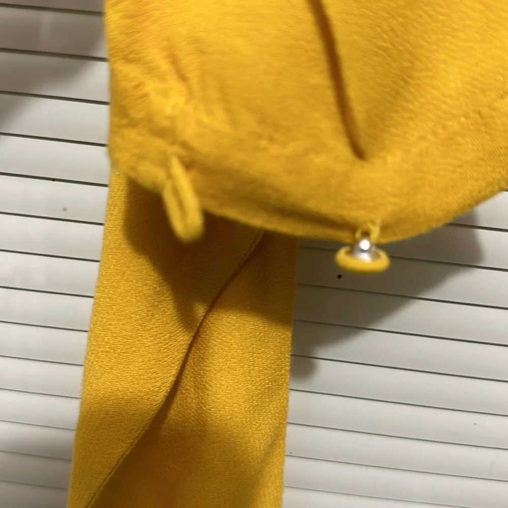 Free People Say You Love Me Yellow Floral Side Tie Blouse Sz M - Picture 6 of 12